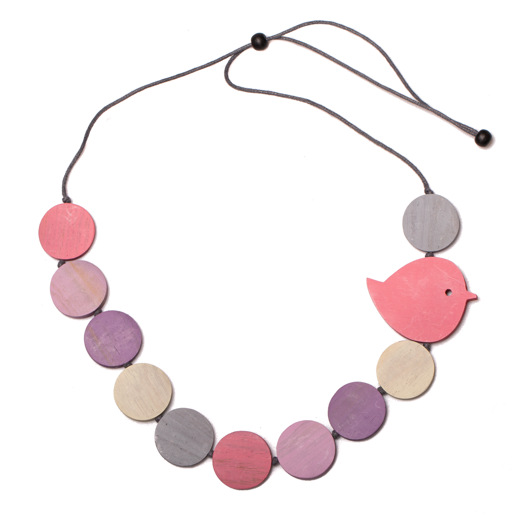 Fat Bird Necklace on Wooden Disc – Nature-Inspired Jewelry - Shopthatapp.ca