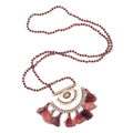 Long Crystal Necklace With Hammered Metal Pendant - Shopthatapp.ca