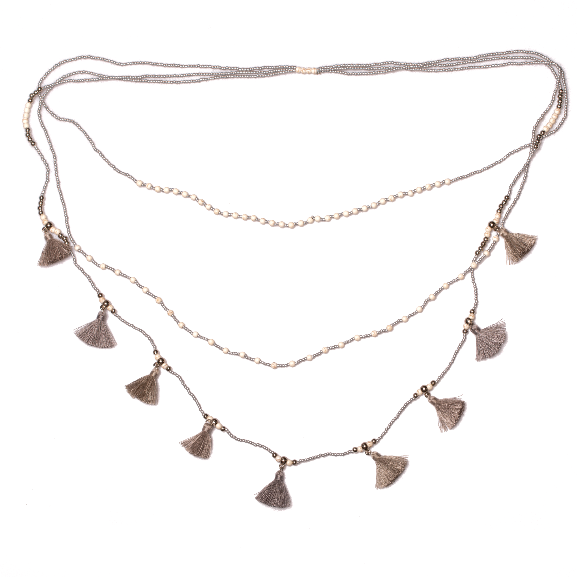 Triple Strand Tassel Necklace for Chic Style and Elegance - Shopthatapp.ca