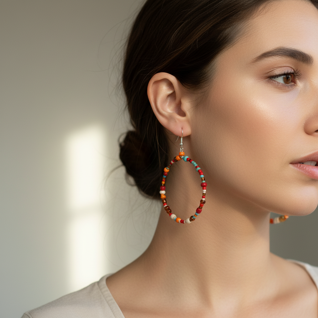 Beaded Hoop Earrings - Colorful and Trendy Statement Jewelry - Shopthatapp.ca