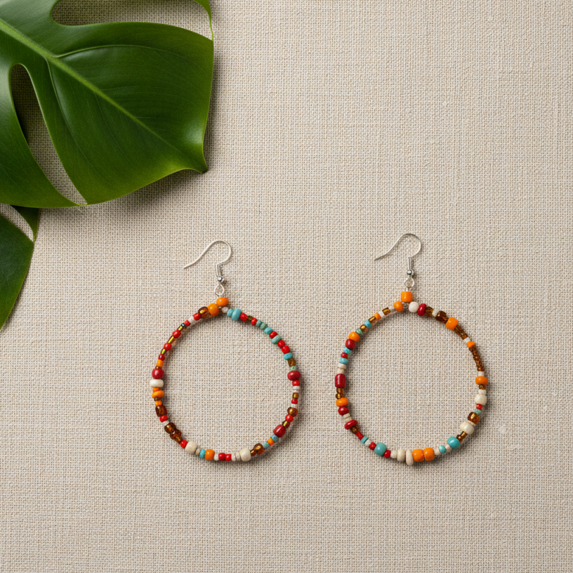 Beaded Hoop Earrings - Colorful and Trendy Statement Jewelry - Shopthatapp.ca