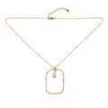 Hammered Gold Pearl Pendant in Gold Plate Rectangle Design - Shopthatapp.ca