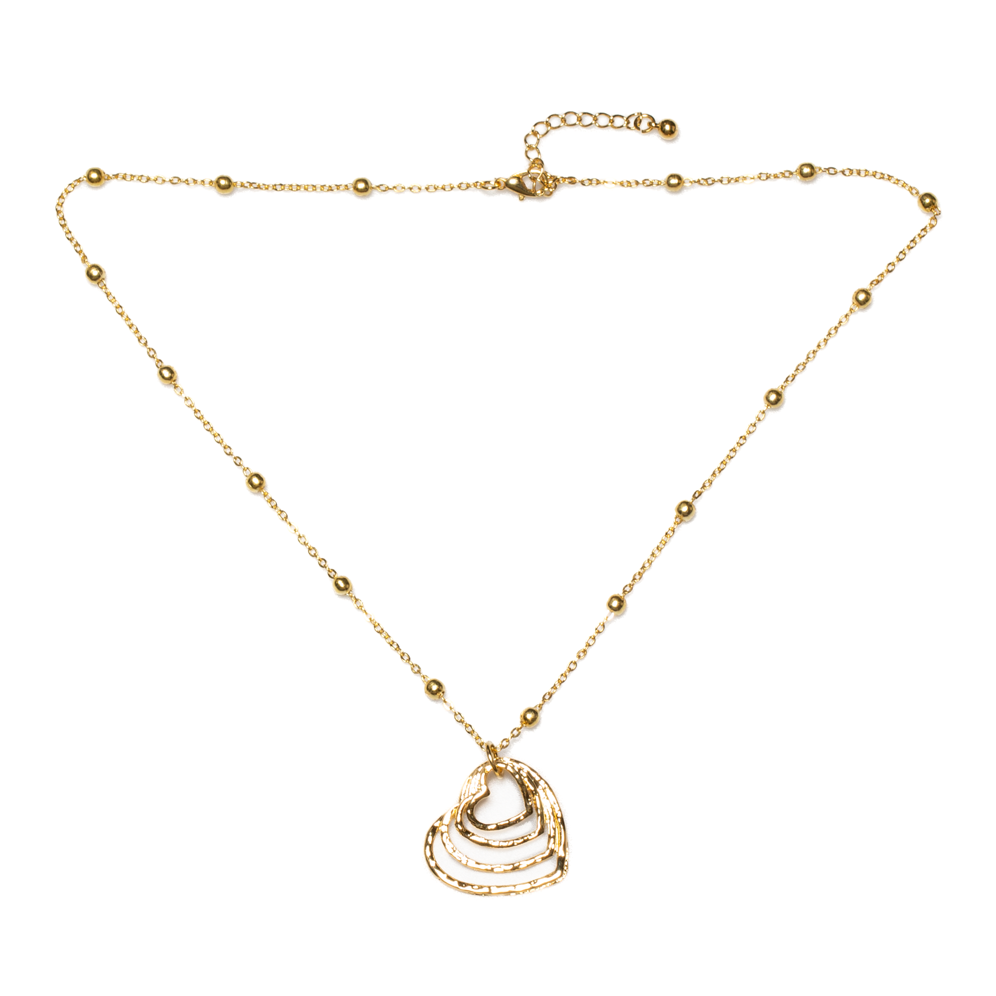 Stacked Heart Necklace In Gold Plate - Shopthatapp.ca