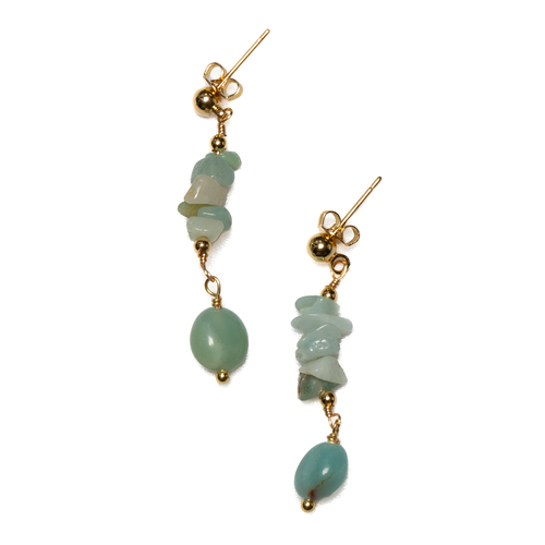 Amazonite Cluster Drop Earrings in Gold Plate - Shopthatapp.ca