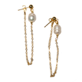 Pearl Chain Stud Earrings in Gold Plate for Elegant Style - Shopthatapp.ca