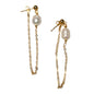 Gold plated pearl chain stud earrings by Suzie Blue Canada featuring elegant pearl and gold design, perfect for sophisticated style.