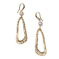 Hammered Oval Earrings With Pearl In Gold Plate - Shopthatapp.ca