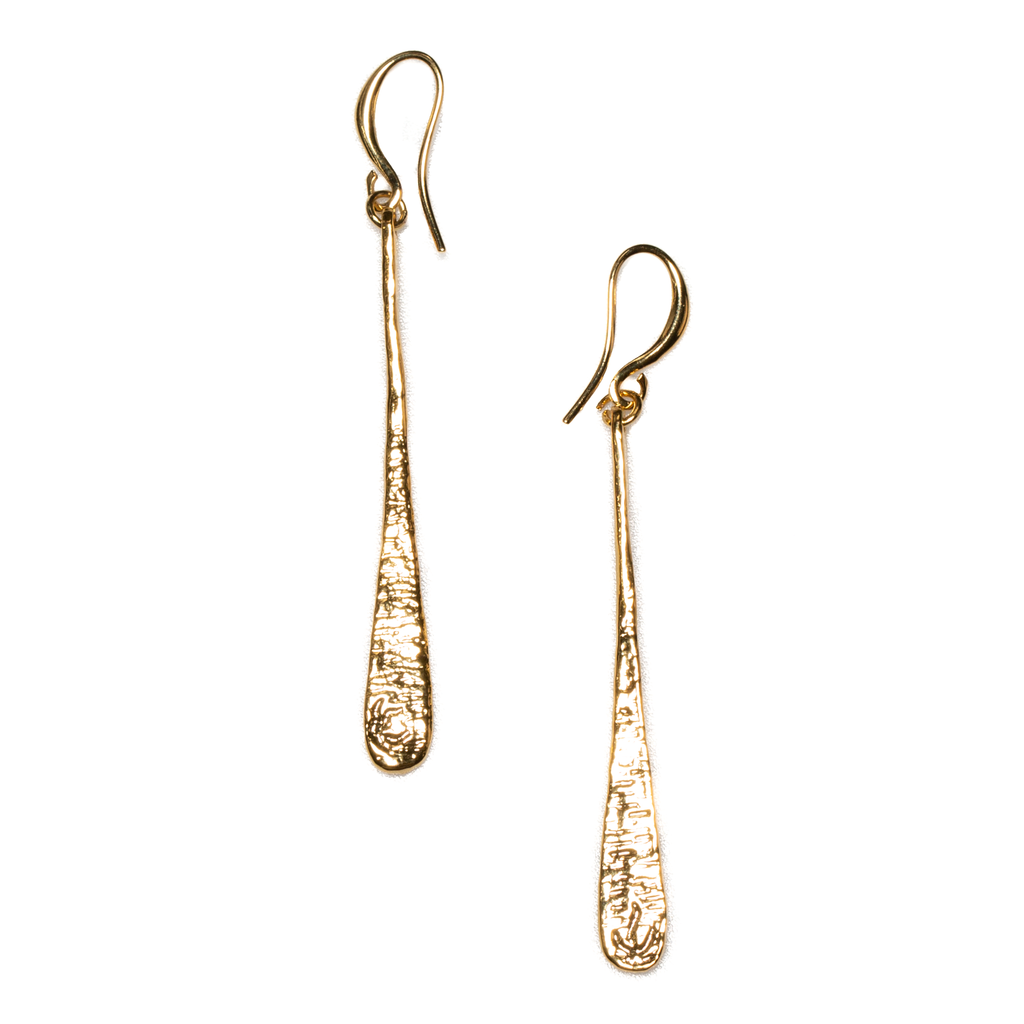 Beaten Tear Drop Earrings Gold Plate - Elegant Gold Jewelry - Shopthatapp.ca