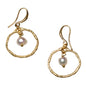 Gold pearl ring earrings in gold plate featuring elegant design, perfect for sophisticated style, by Suzie Blue Canada.