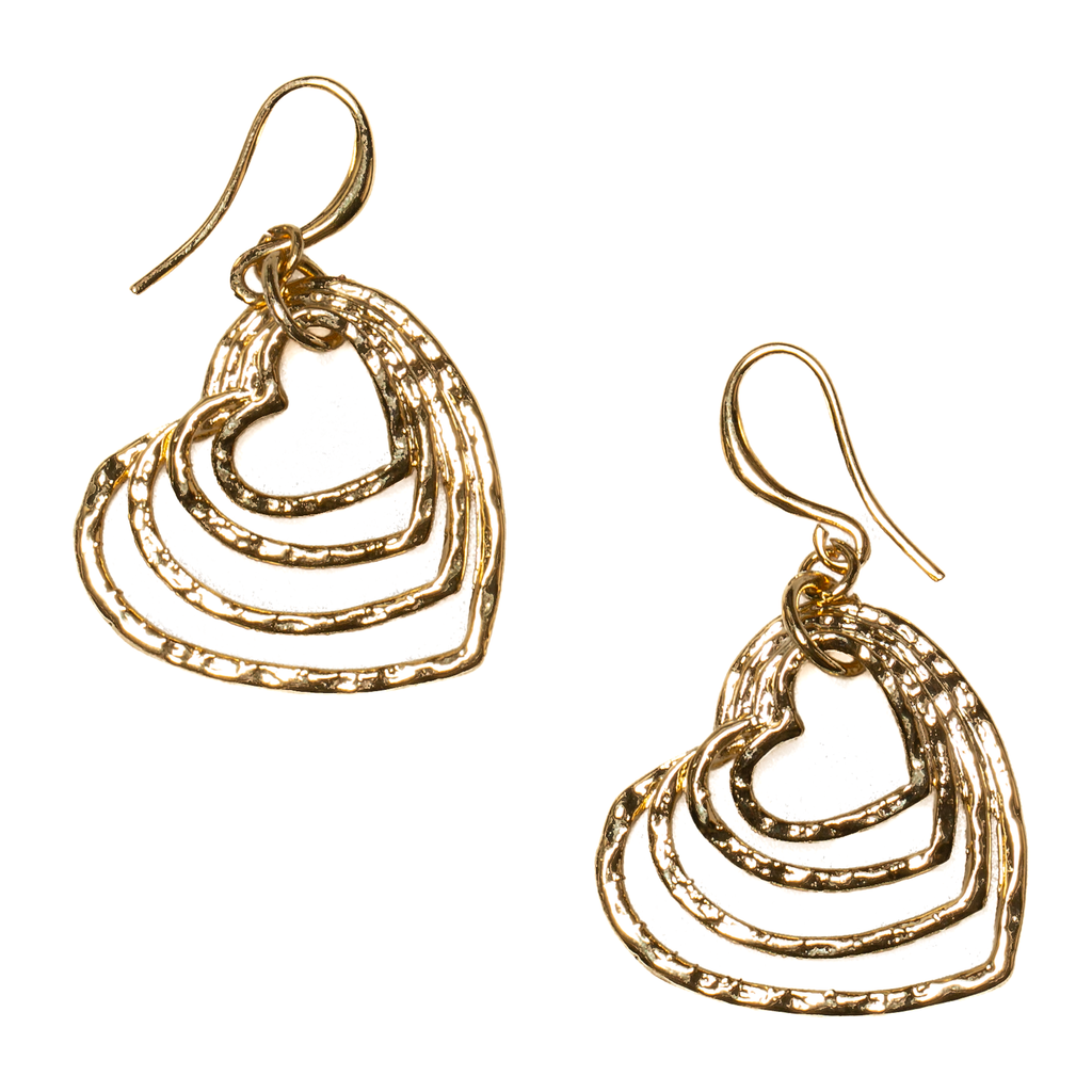 Stacked Open Heart Earrings Gold Plate for Elegant Style - Shopthatapp.ca