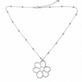 Open Flower Pendant Silver Flower Pendant Necklace on Ball Chain for Elegance and Style - Shopthatapp.ca