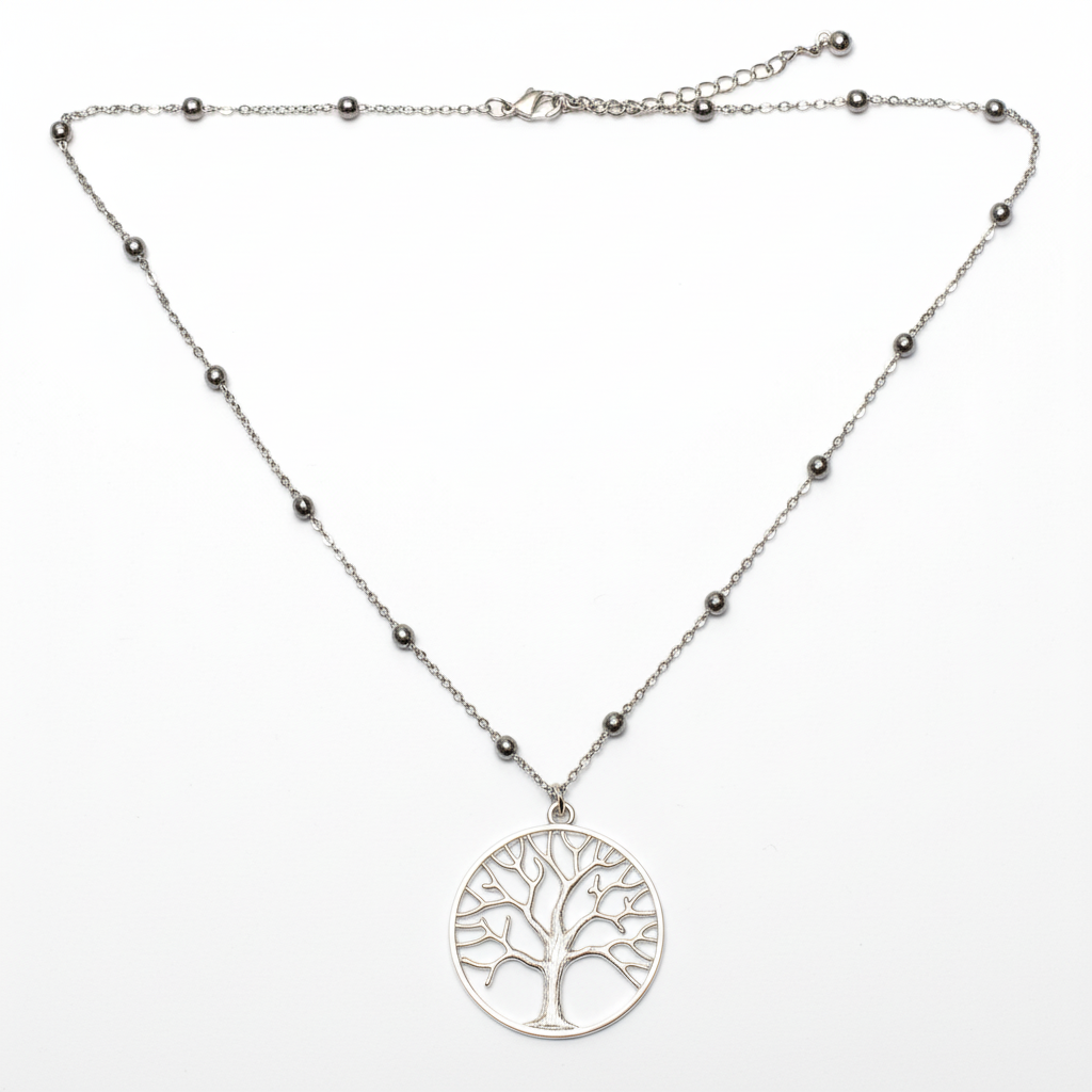 Tree Of Life Pendant Silver Plate on Ball Chain - Shopthatapp.ca