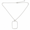 Hammered Rectangular Pendant Silver on Simple Chain - Silver Plate - Shopthatapp.ca