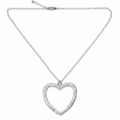 Textured Heart Pendant Necklace on Simple Chain - Silver Plate - Shopthatapp.ca