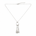 Beaten Triple Long Tear Drop Necklace - Silver Plate - Shopthatapp.ca