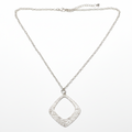 Textured Diamond Pendant Necklace on Simple Chain - Silver Plate - Shopthatapp.ca