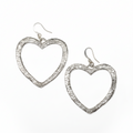 Textured Heart Earrings - Silver Plate - Shopthatapp.ca