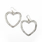 Silver plated textured heart earrings by Suzie Blue Canada, featuring a detailed heart design and shiny finish.