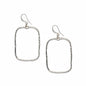 Hammered rectangular silver earrings with an elegant silver plate design, showcasing a modern and stylish jewelry piece by Suzie Blue Canada.