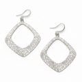 Textured Diamond Shaped Earrings - Silver Plate - Shopthatapp.ca