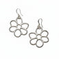 Silver plate open flower earrings by Suzie Blue Canada featuring delicate floral design and elegant dangle style.