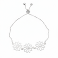 Adjustable Flower Bracelet with Triple Flower Design in Silver Plate - Shopthatapp.ca