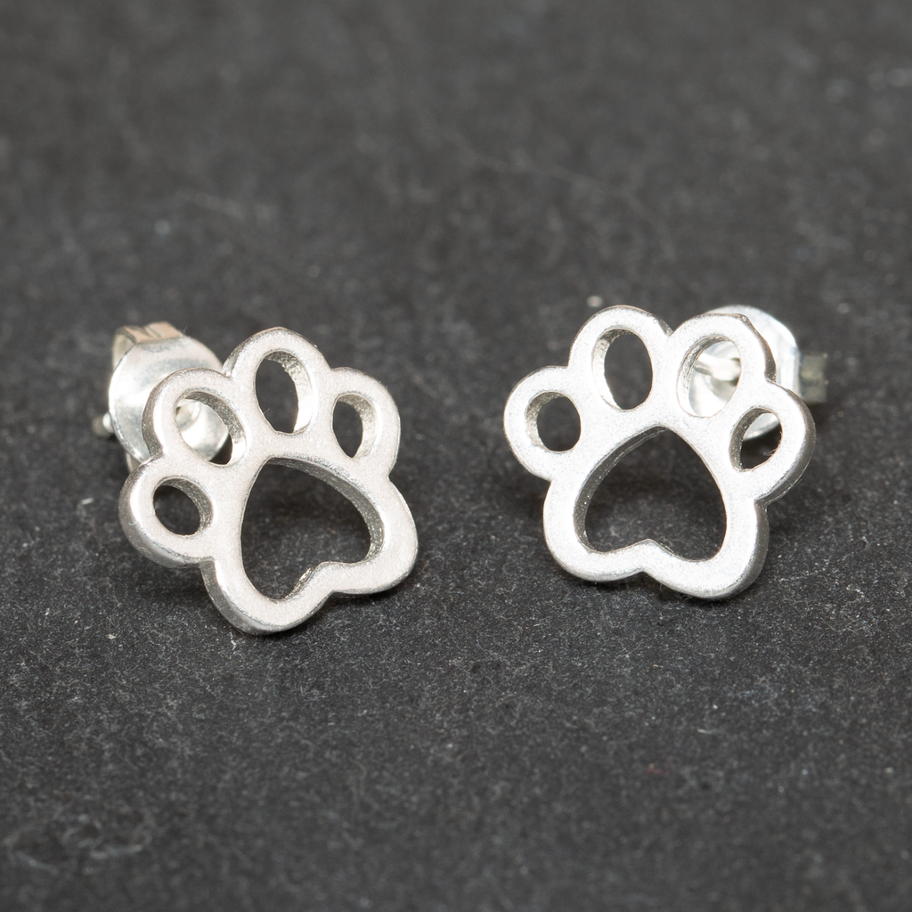 Paw Stud Earrings in Silver Plate for Pet Lovers - Shopthatapp.ca
