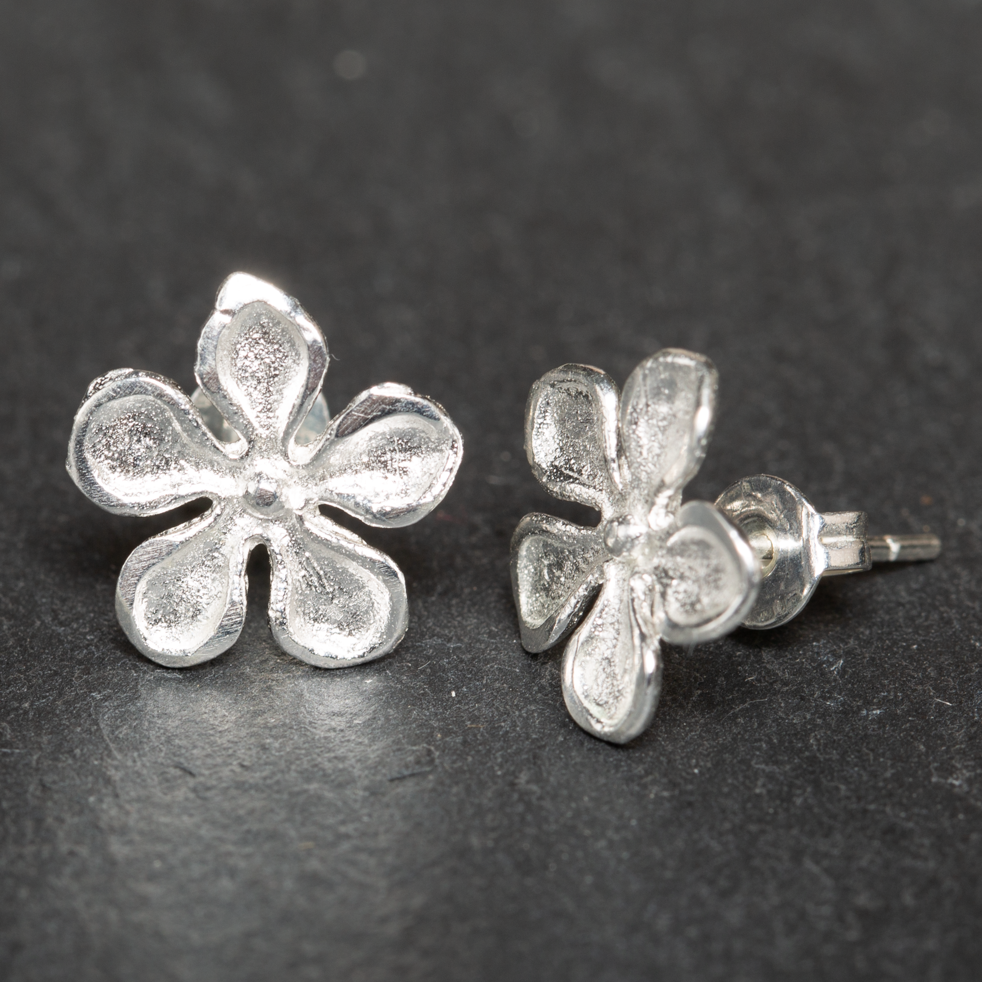 Frangipani Flower Earrings - Silver Plate Studs - Shopthatapp.ca