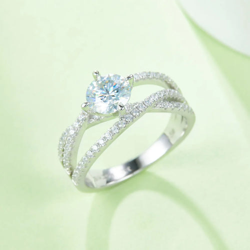 1 Carat Moissanite 925 Sterling Silver Ring for Elegant Style and 18K Gold Bubble Letter Earrings - Shopthatapp.ca