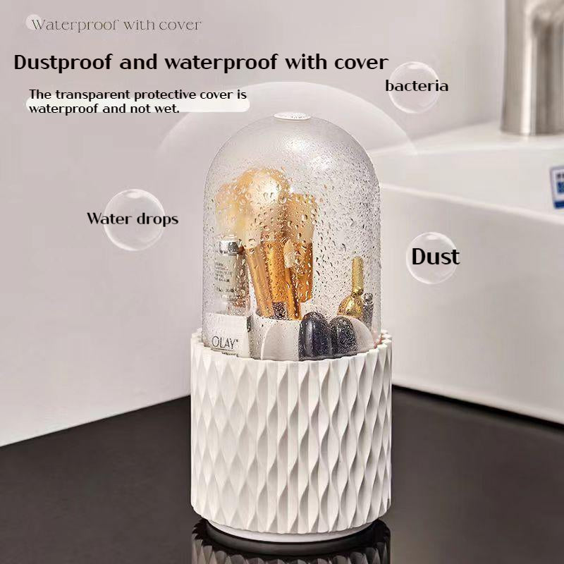 360 Rotating Makeup Brush Organizer with Large Capacity and Transparent Design - Shopthatapp.ca