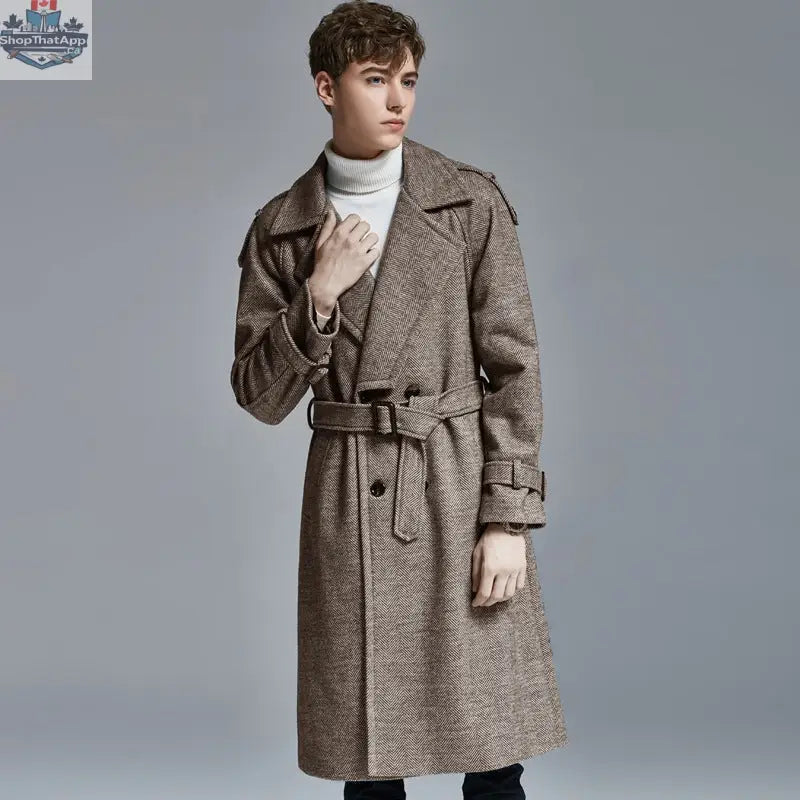 knee Herringbone Coat For Mens - Shopthatapp.ca