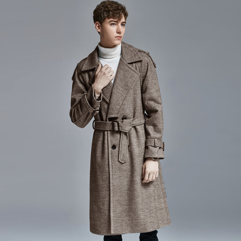 knee Herringbone Coat For Mens