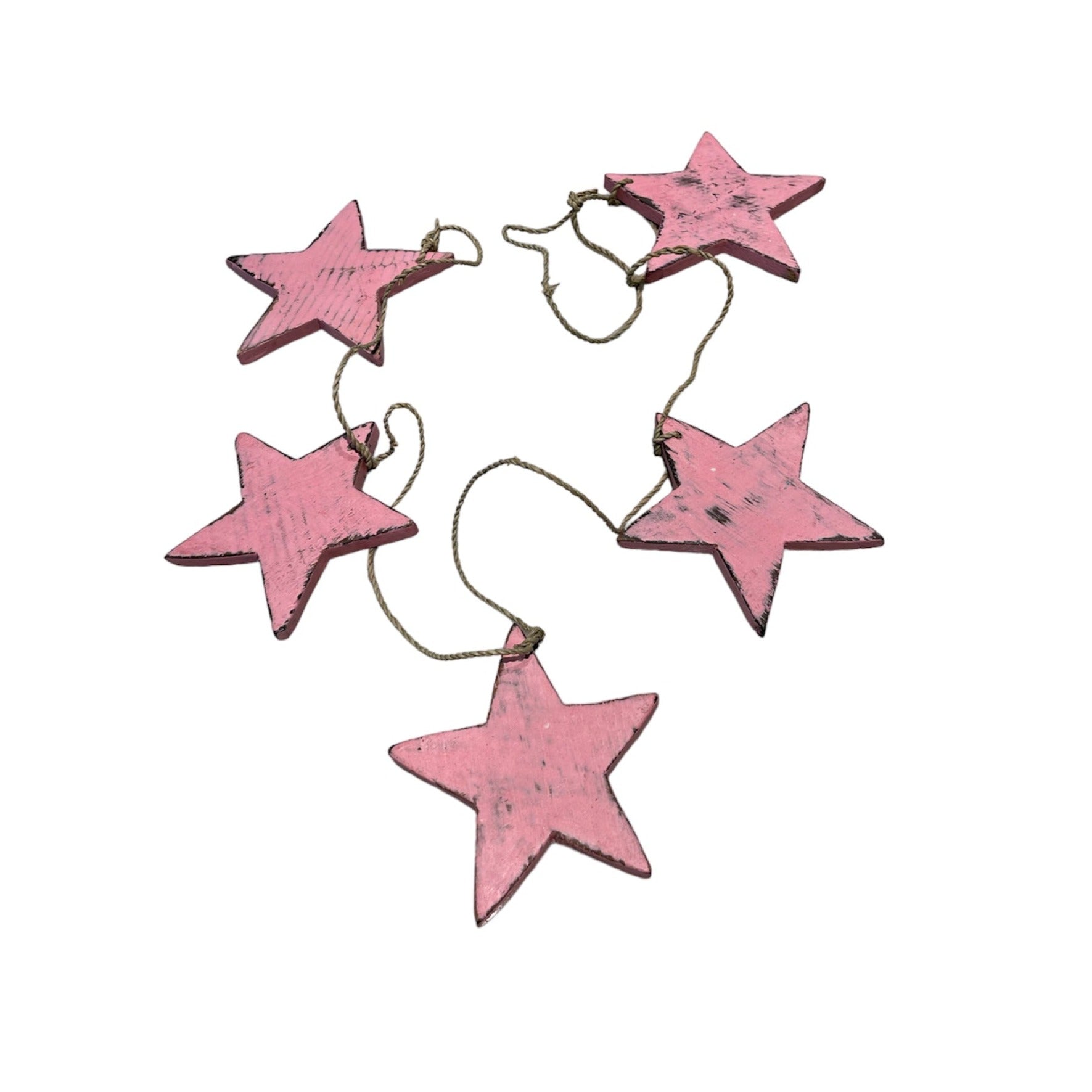Hanging Wooden Star Decor - String of 5 Wooden Stars for Home Decoration - Shopthatapp.ca