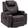 Brady Massage Recliner Chair with Swivel, Rocker Features and 8 Vibration Points-Brown