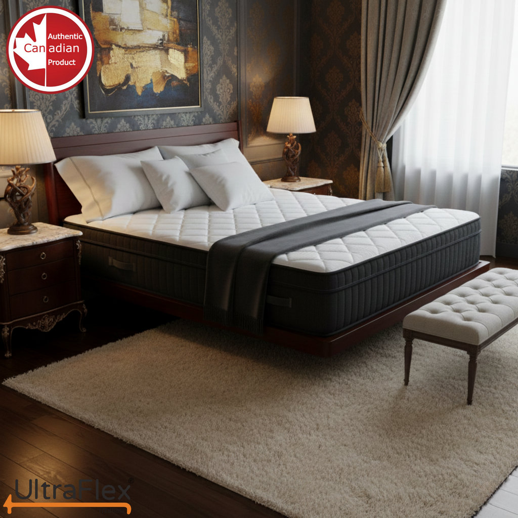 UltraFlex® Opulence Mattress and BoxSpring Set Medium Firm Orthopedic Hybrid Mattress – Canadian-Made Advanced Cooling Gel & Pocket Coil System for Undisturbed Sleep & Edge-to-Edge Support - Shopthatapp.ca