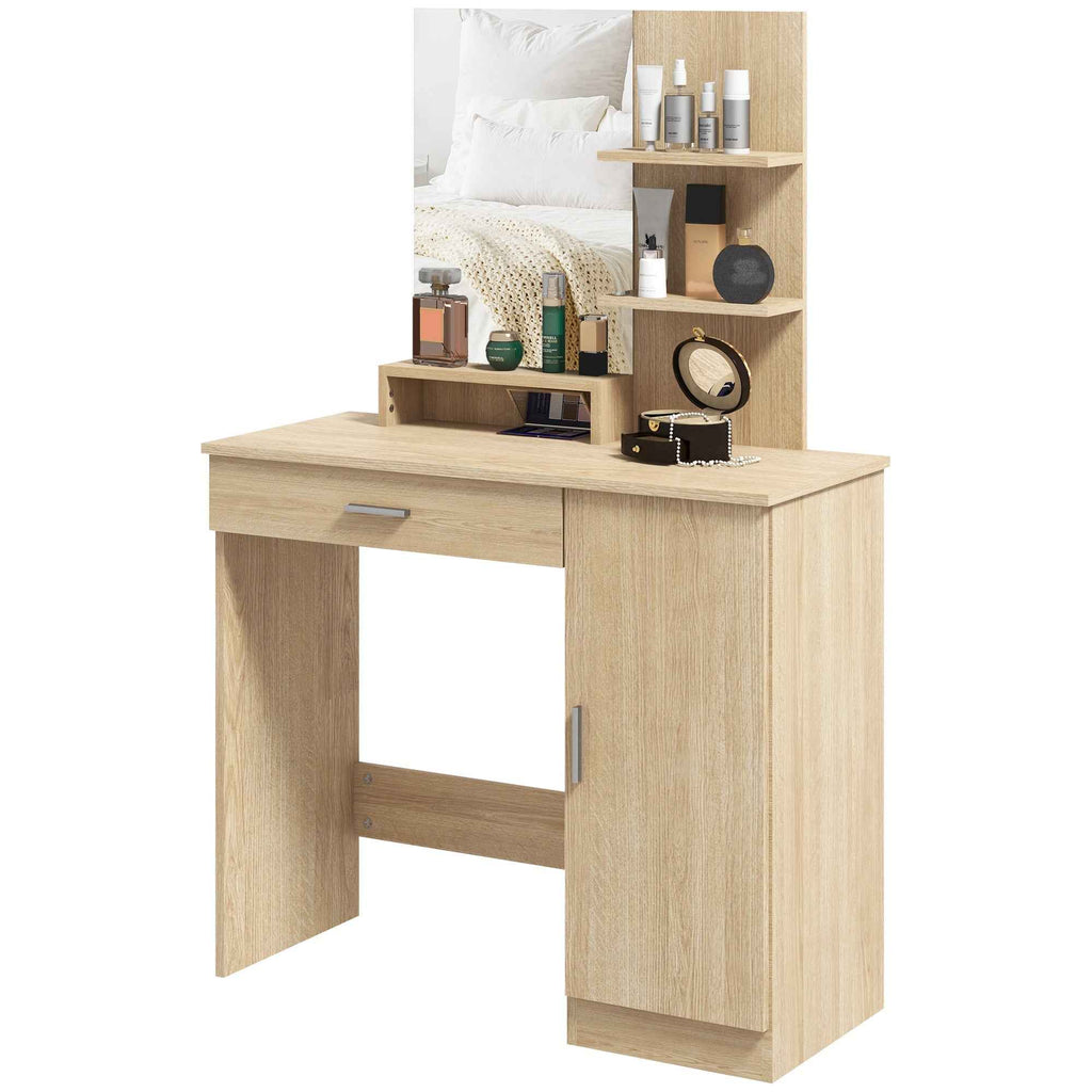 Evelyn Vanity Desk with Mirror and Adjustable Shelves