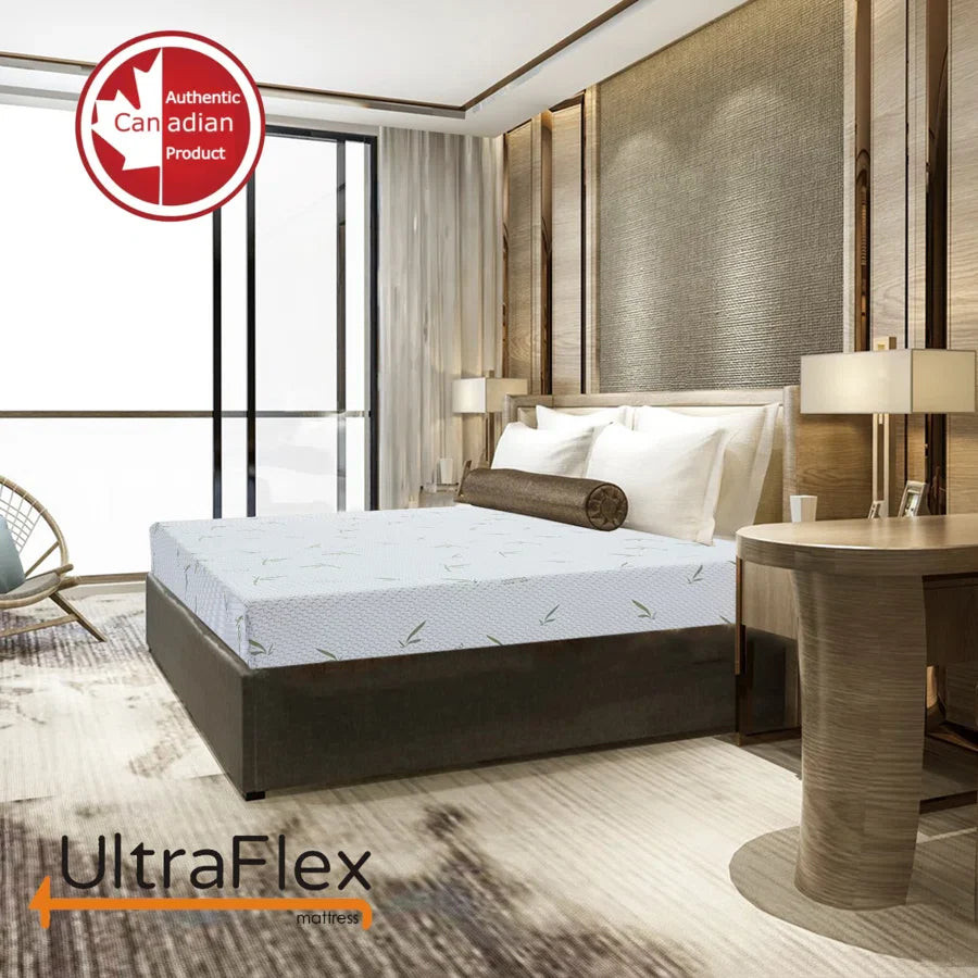 UltraFlex® SleepTight – Mattress and BoxSpring Set Canadian Made- Gel Memory Foam Mattress | CertiPUR-US® Certified, Cooling, Pressure Relief, Medium Firm, Fiberglass-Free, Bamboo Cover | Ideal for Bunk Beds, RVs & All Frames | Spinal Support - Shopthatapp.ca