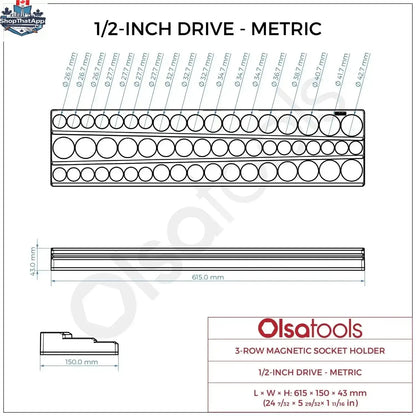 3-Row Magnetic Socket Holder - Shopthatapp.ca
