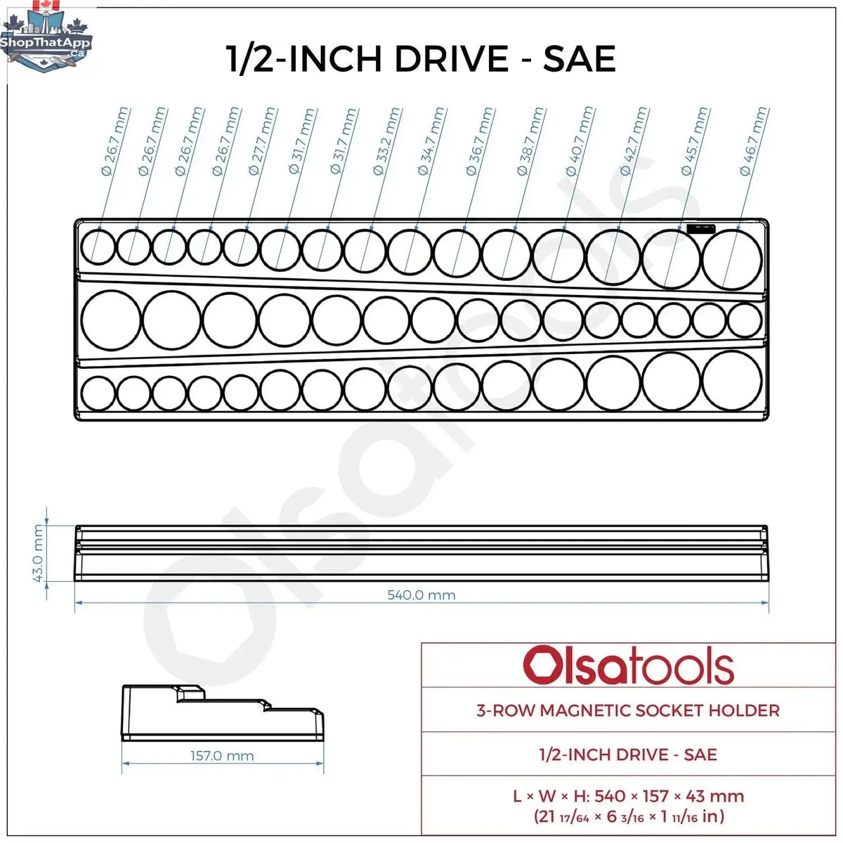 3-Row Magnetic Socket Holder - Shopthatapp.ca