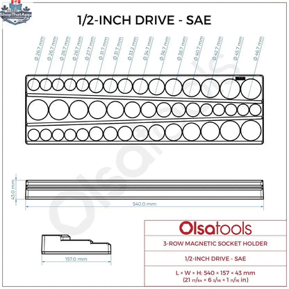 3-Row Magnetic Socket Holder - Shopthatapp.ca