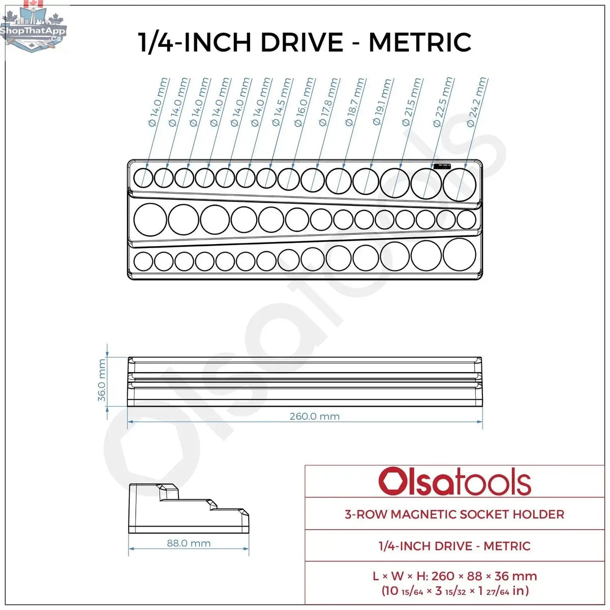 3-Row Magnetic Socket Holder - Shopthatapp.ca