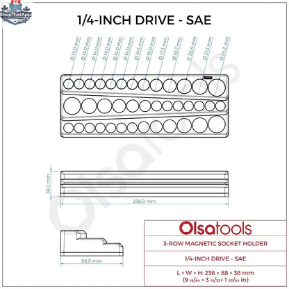 3-Row Magnetic Socket Holder - Shopthatapp.ca