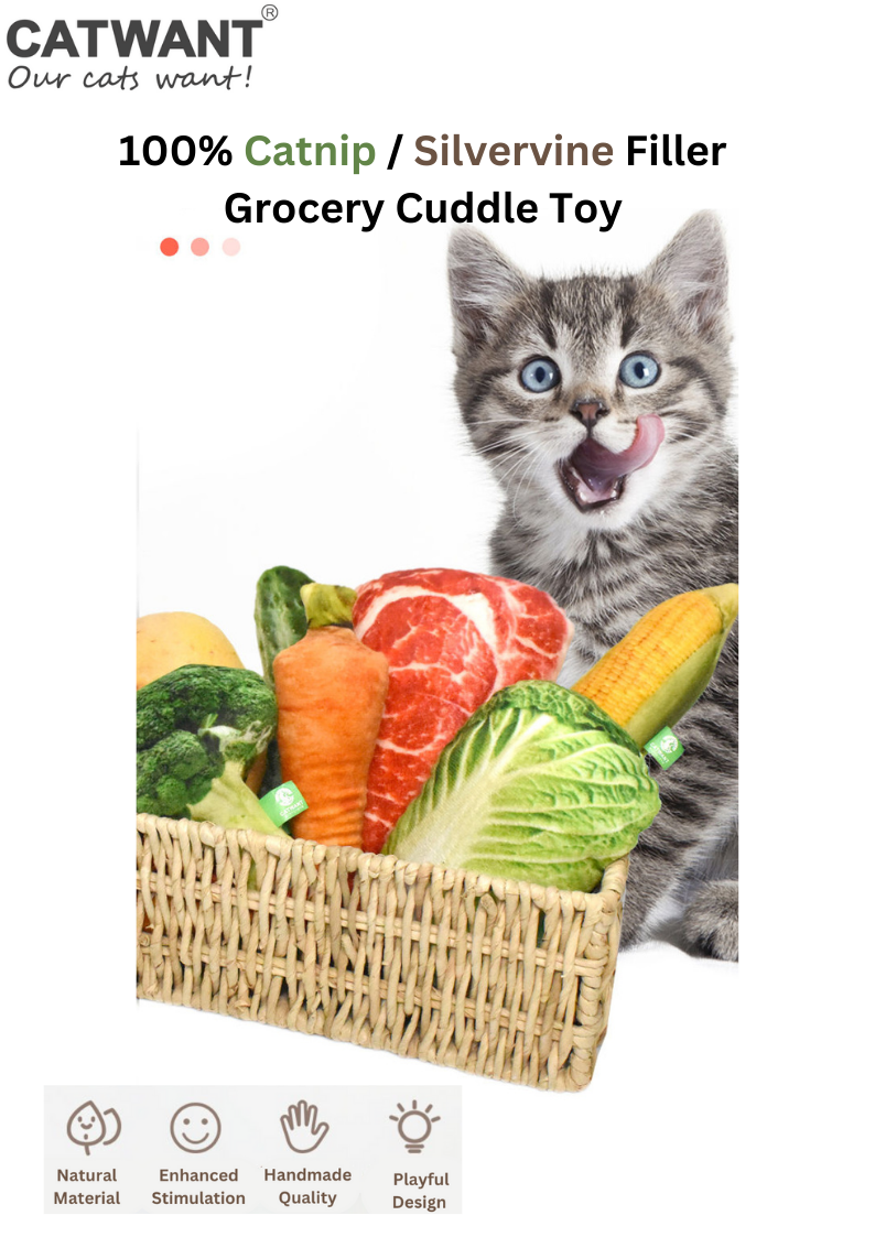 100% Silvervine Catnip Cuddle Toy - Grocery Shaped Plush for Cats - Shopthatapp.ca