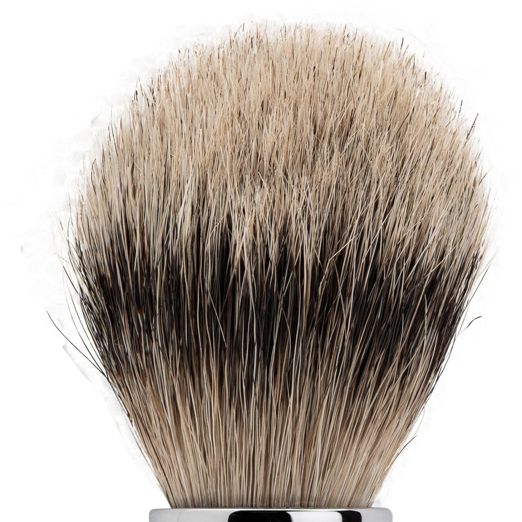 Merkur Badger Hair Shaving Brush - Silver Tip, Bright Chrome MK-1701001