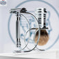Merkur Shaving Set with MK-38001 Razor, Silver Tip Badger Brush and Curved 3-piece Stand, Chrome - Shopthatapp.ca