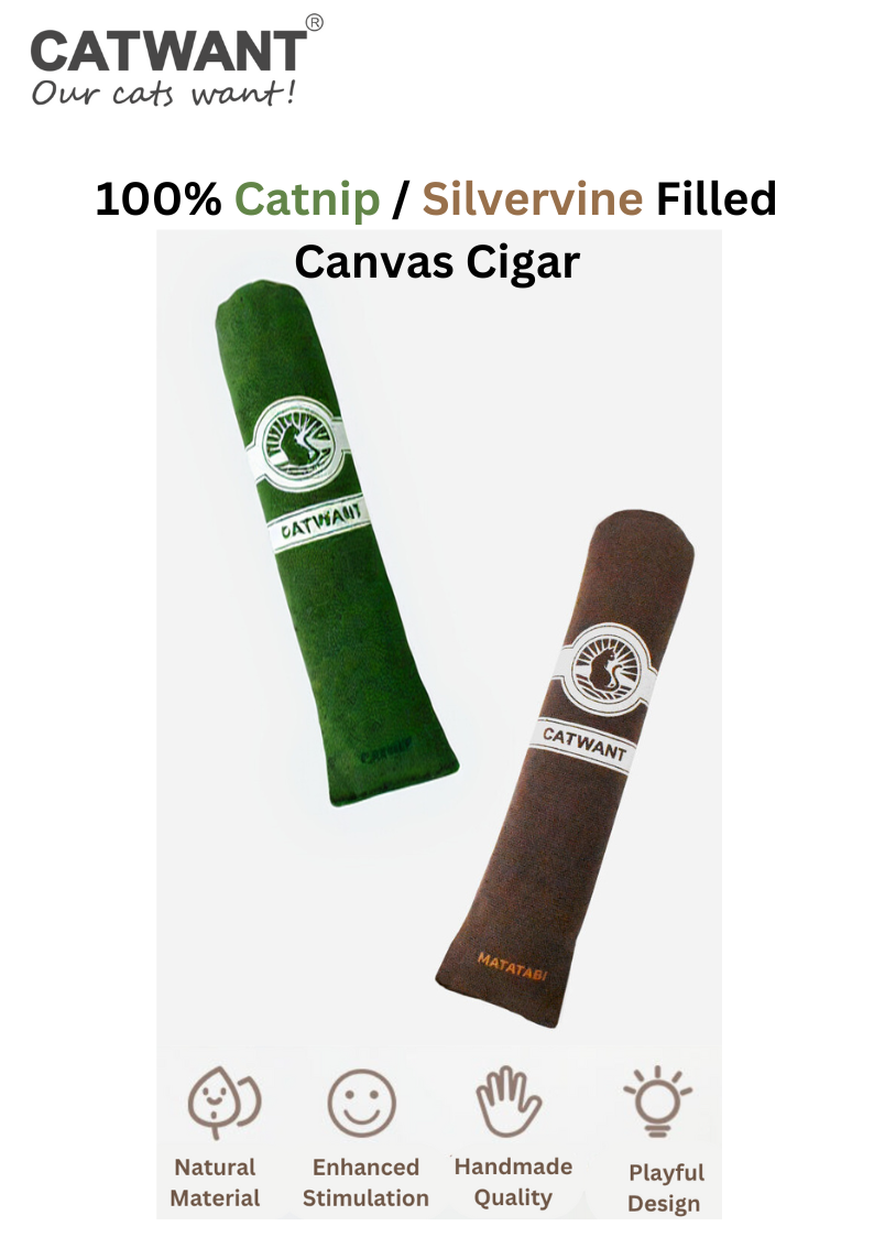 100% Catnip Filled Canvas Cigar for Cats - Interactive Playtime Delight - Shopthatapp.ca