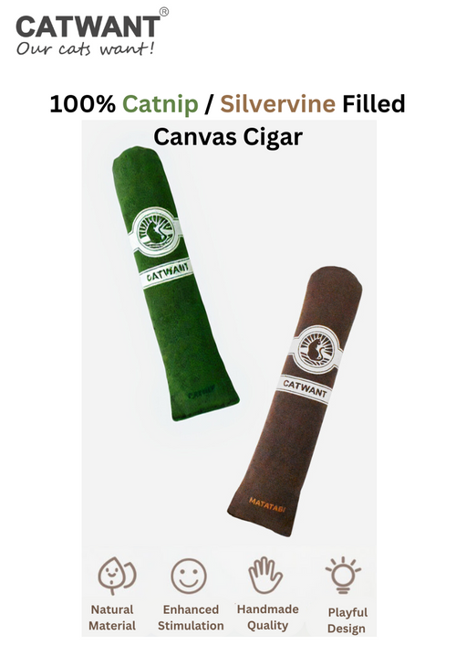 100% Catnip Filled Canvas Cigar for Cats - Interactive Playtime Delight - Shopthatapp.ca