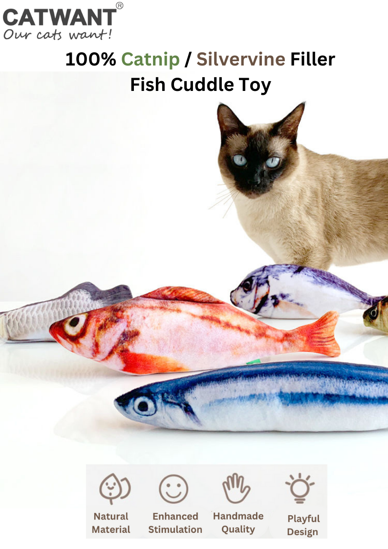 100% Silvervine Catnip Fish Toy - Cuddle Toy for Cats - Shopthatapp.ca