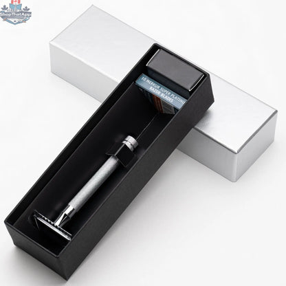 Merkur Razor Set 2-pieces ( Razor 23 001, and Stand 4005 001), Bright Chrome, MK-2381001 - Shopthatapp.ca