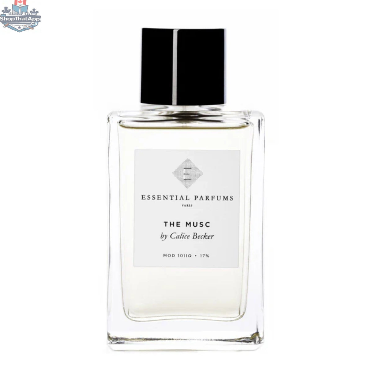 Elegant bottle of Essential Parfums The Musc EDP perfume in 100ml with minimalist design and soft, neutral tones.